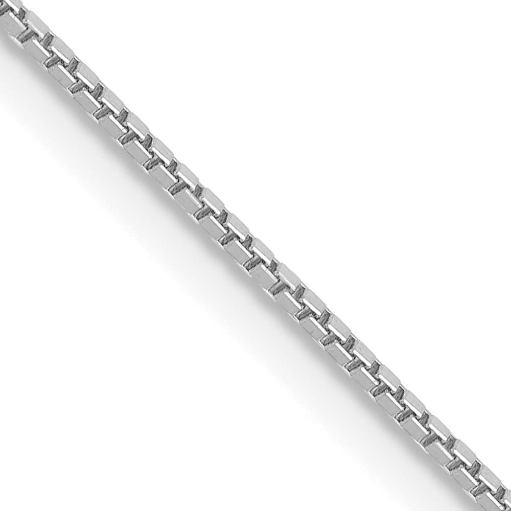 10K White Gold 24" Box Chain Necklace - 0.9mm Width