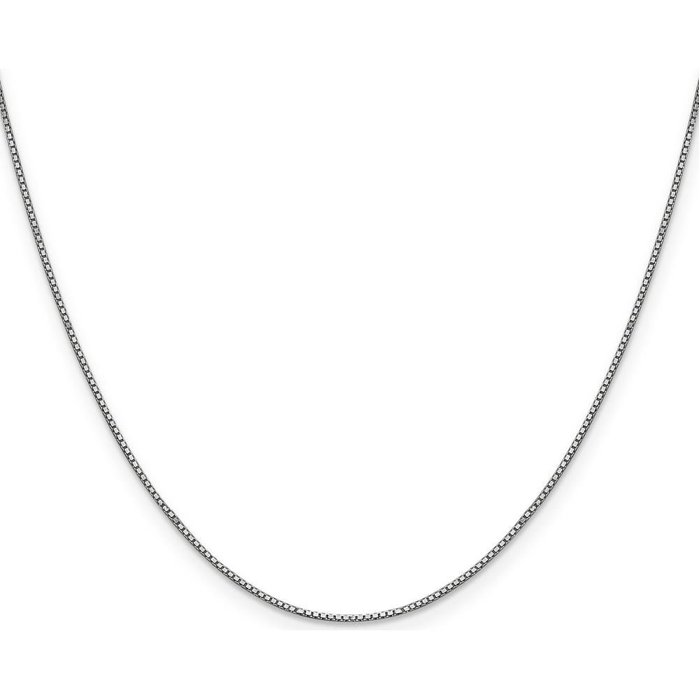 10K White Gold 24" Box Chain Necklace - 0.9mm Width