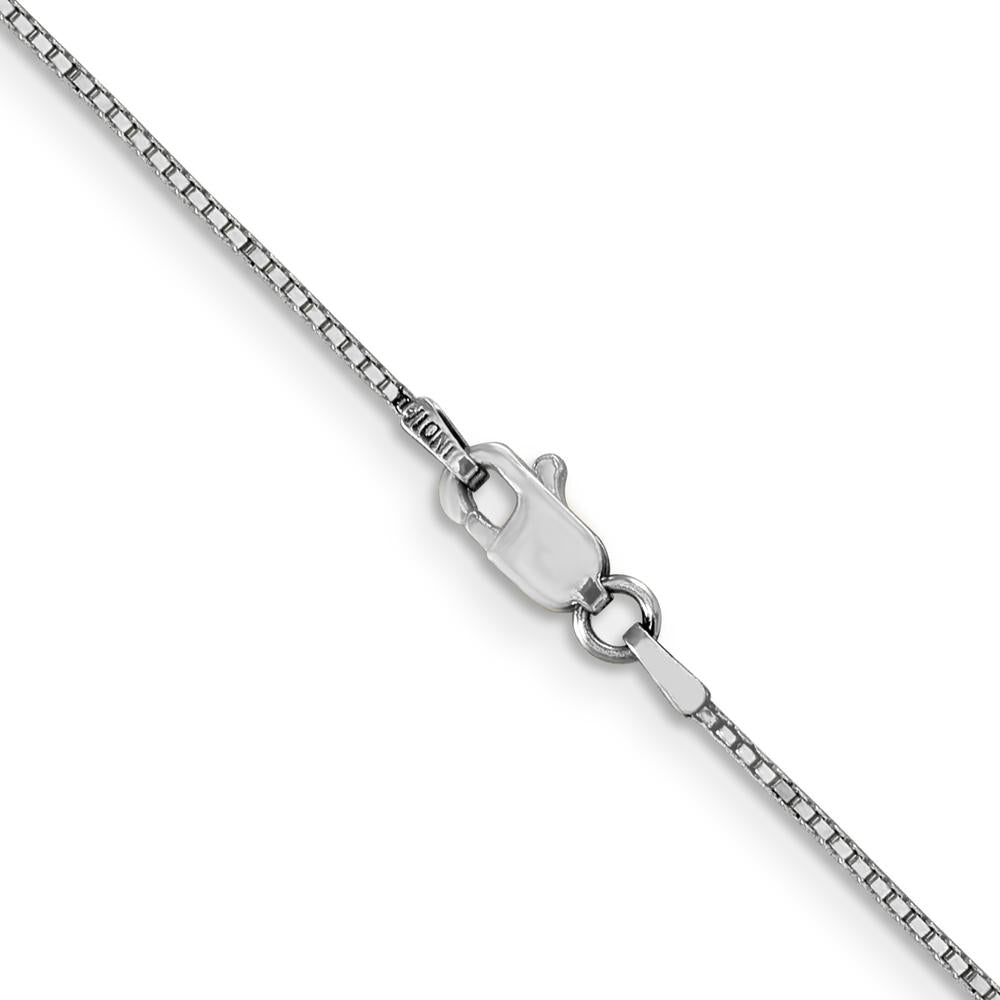 10K White Gold 24" Box Chain Necklace - 0.9mm Width