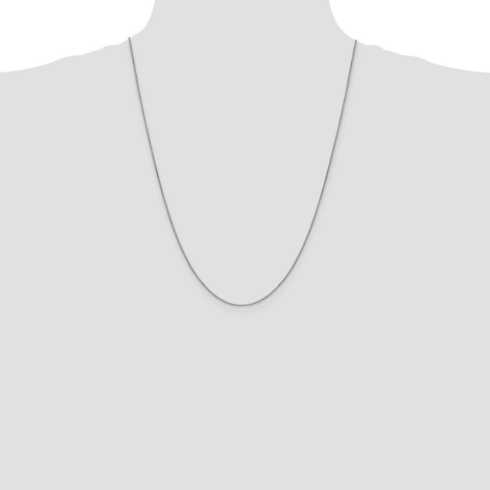 10K White Gold 24" Box Chain Necklace - 0.9mm Width