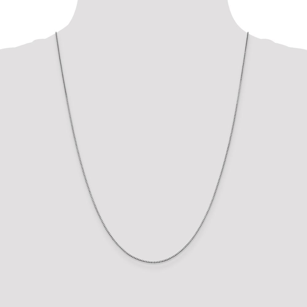 10K White Gold 24" Box Chain Necklace - Polished Finish