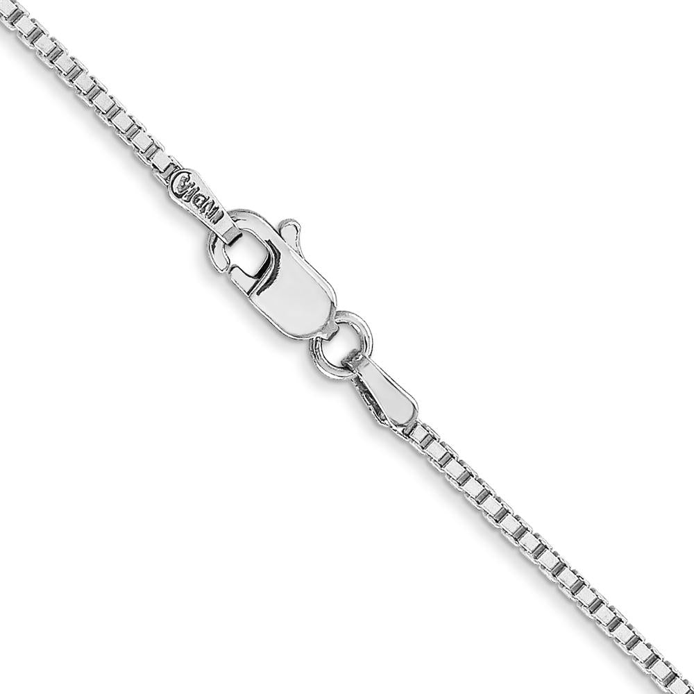 10K White Gold 24" Box Chain Necklace - Polished Finish with Lobster Clasp