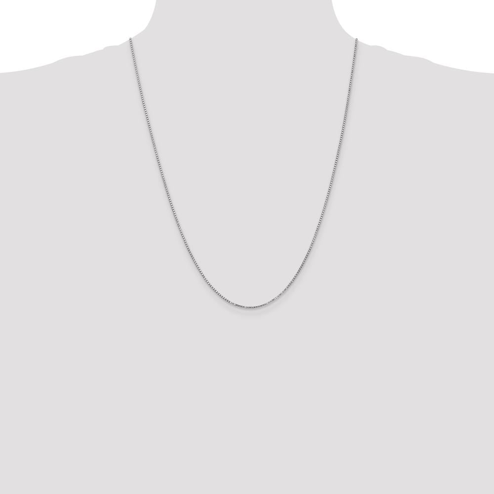 10K White Gold 24" Box Chain Necklace - Polished Finish with Lobster Clasp
