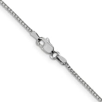 10K White Gold 24" Box Chain Necklace with Rhodium Plating - 1.1mm Width