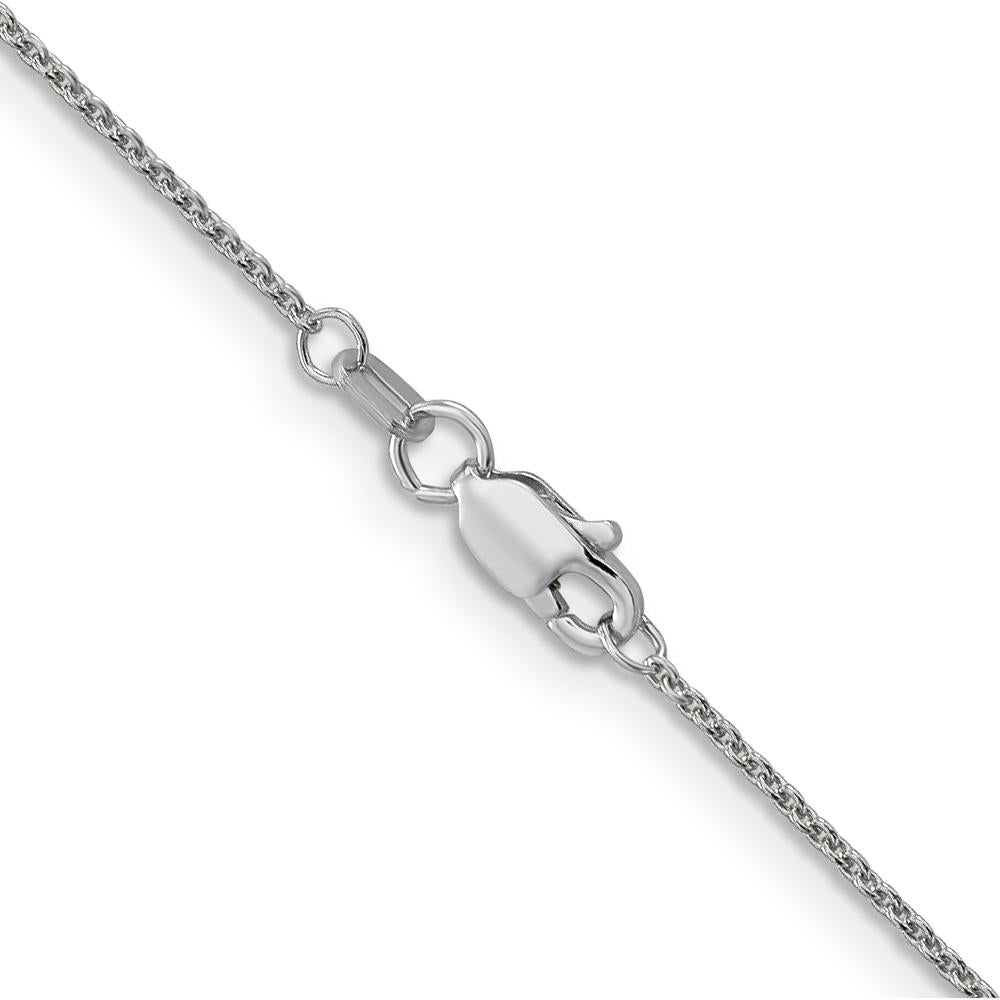 10K White Gold 24" Cable Chain Necklace with Polished Finish - 1mm Links