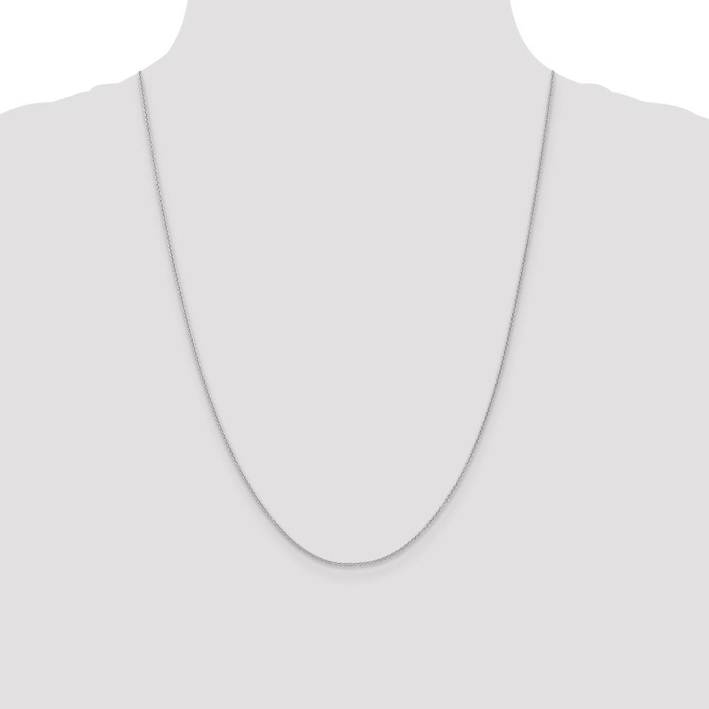 10K White Gold 24" Cable Chain Necklace with Rhodium Finish