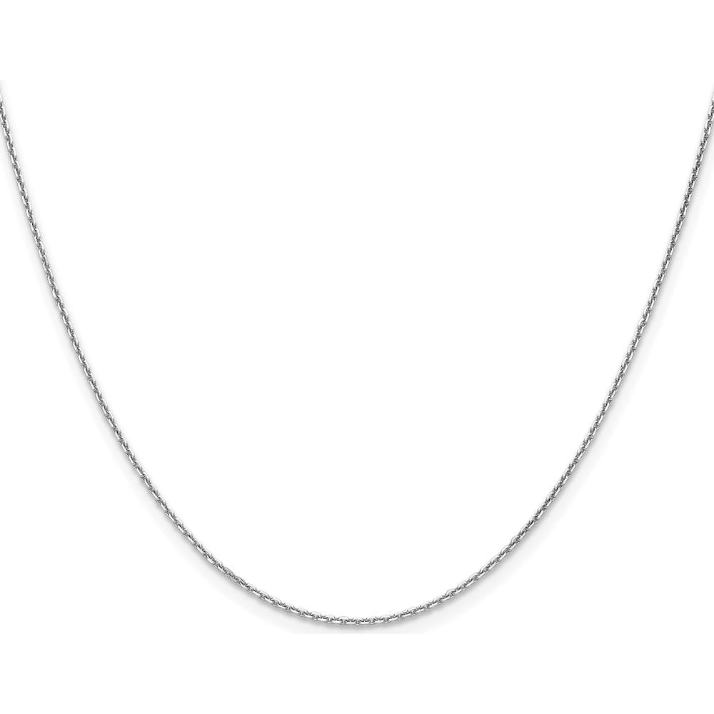 10K White Gold 24" Diamond-Cut Cable Chain Necklace - Rhodium Plated