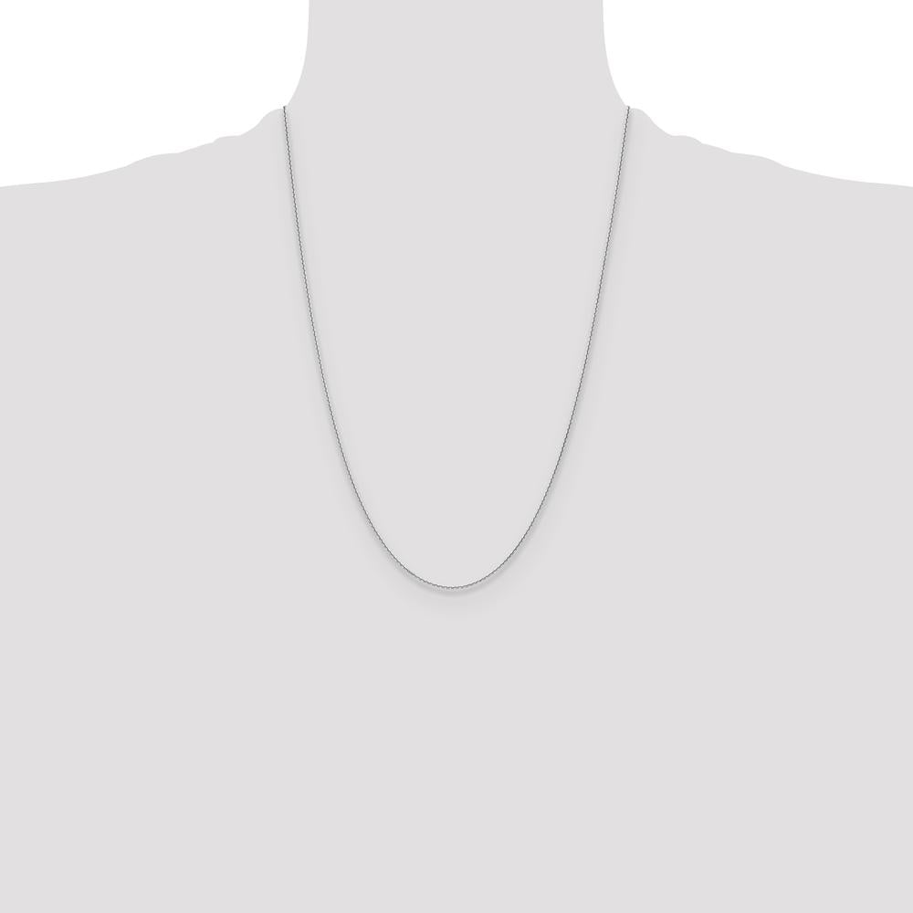 10K White Gold 24" Diamond-Cut Cable Chain Necklace - Rhodium Plated