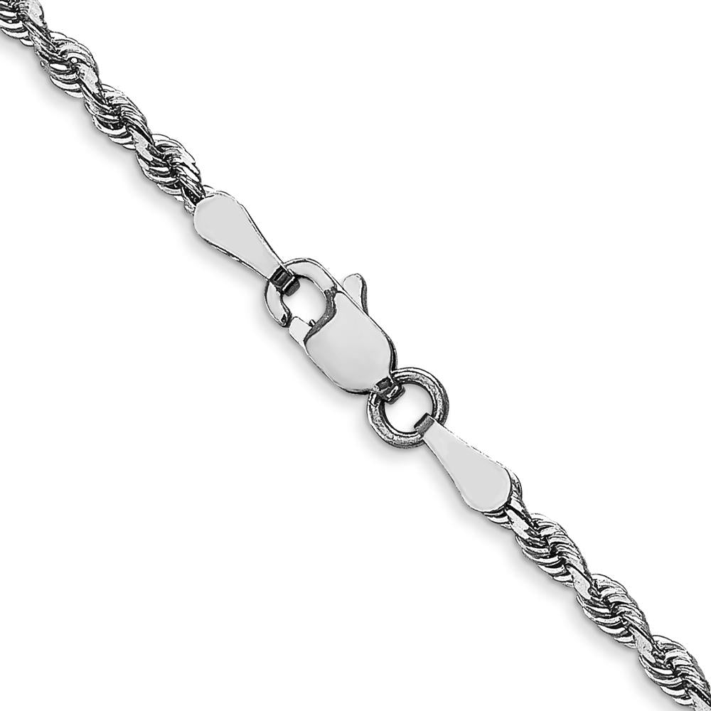 10K White Gold 24" Diamond-Cut Rope Chain - 2.25mm Width