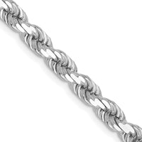 10K White Gold 24" Diamond-Cut Rope Chain Necklace - 4.5mm Width