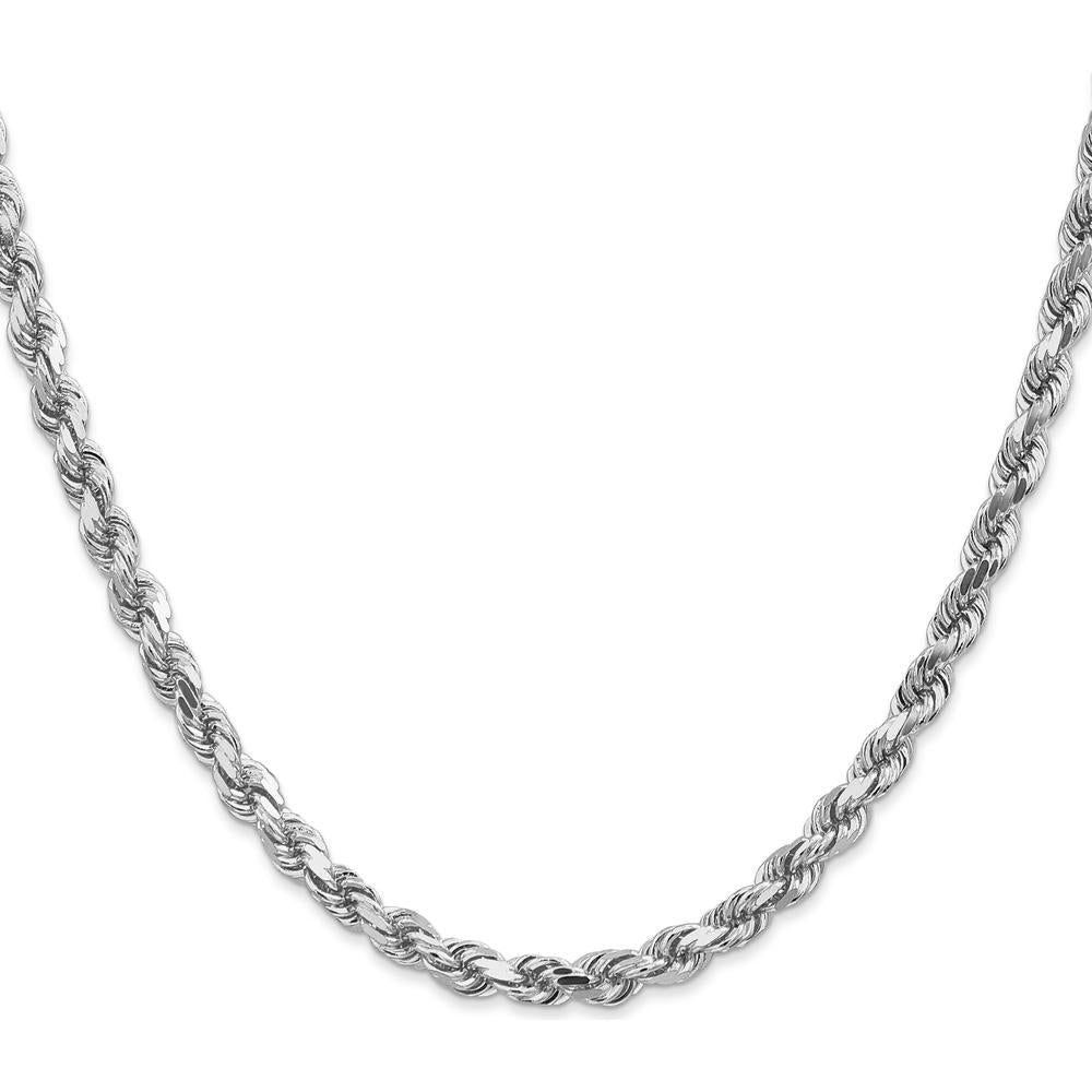 10K White Gold 24" Diamond-Cut Rope Chain Necklace - 4.5mm Width