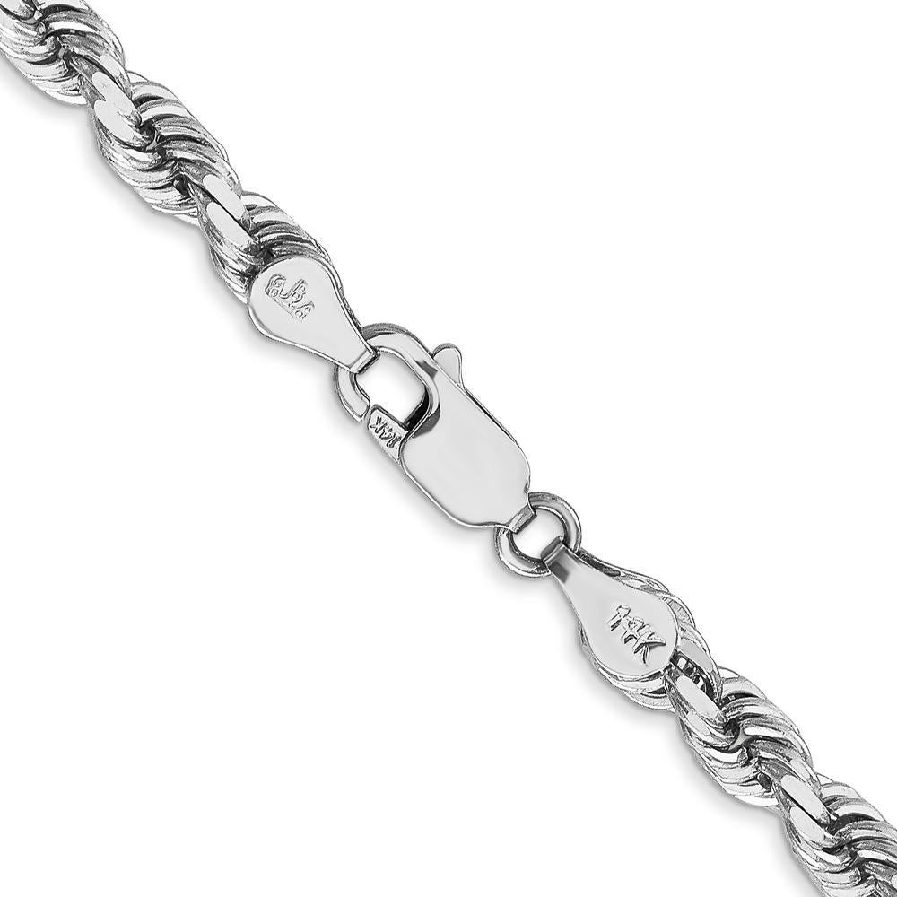 10K White Gold 24" Diamond-Cut Rope Chain Necklace - 4.5mm Width