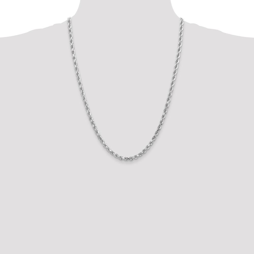 10K White Gold 24" Diamond-Cut Rope Chain Necklace - 4.5mm Width