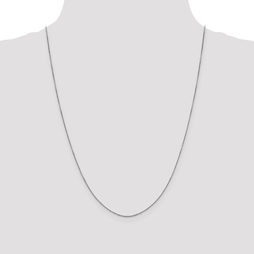10K White Gold 24" Diamond-Cut Round Open Link Cable Chain