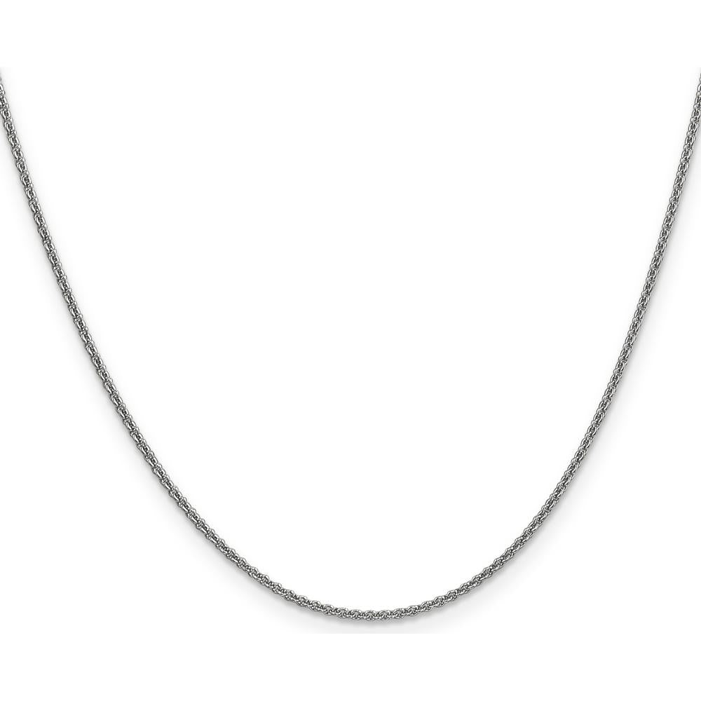 10K White Gold 24" Round Open Link Cable Chain Necklace - Polished Finish with Lobster Clasp
