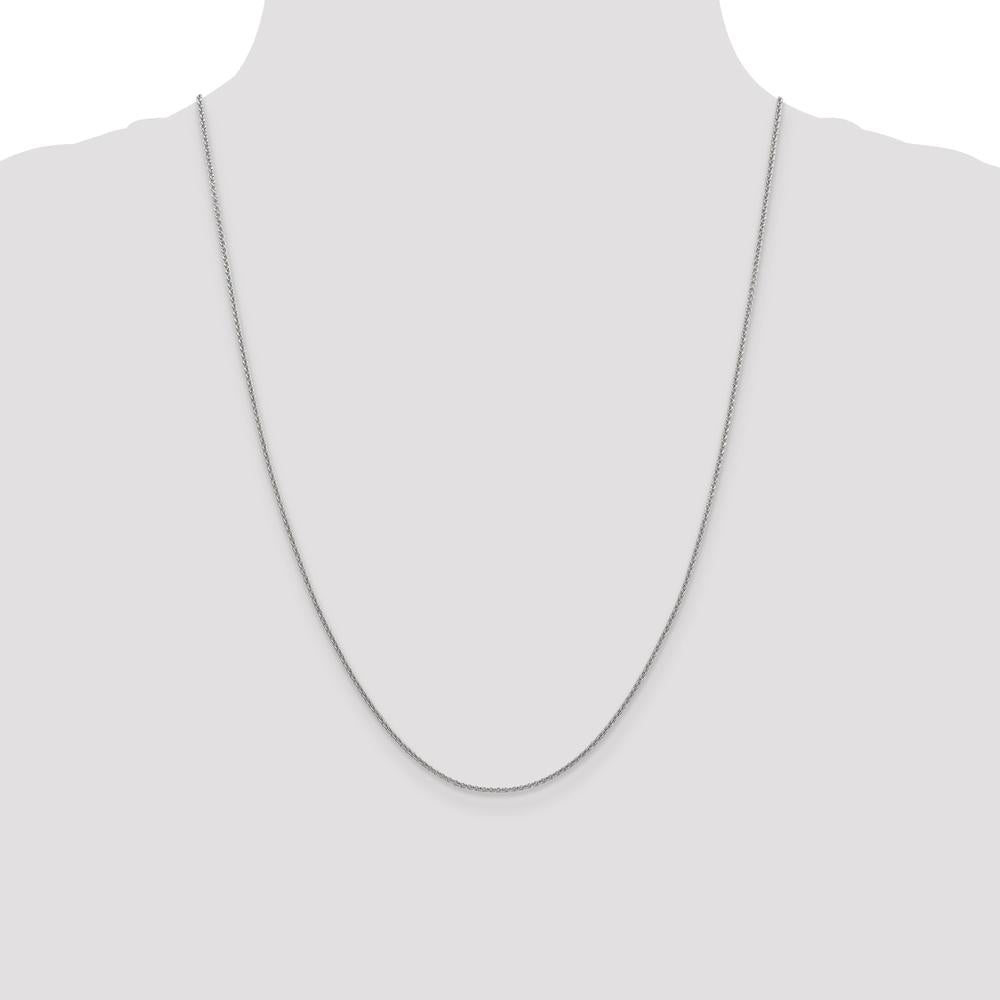 10K White Gold 24" Round Open Link Cable Chain Necklace - Polished Finish with Lobster Clasp