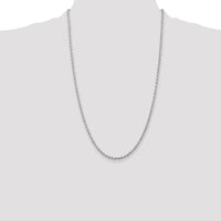 10K White Gold 26" 2.75mm Diamond-Cut Rope Chain with Rhodium Plating