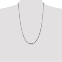 10K White Gold 26" 3mm Diamond-Cut Rope Chain with Lobster Clasp