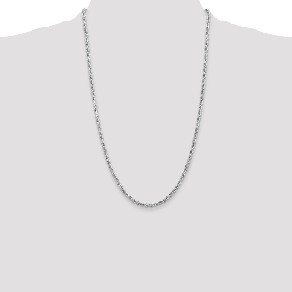 10K White Gold 26" Diamond-Cut Rope Chain Necklace - 3.35mm Width