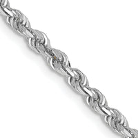 10K White Gold 26" Diamond-Cut Rope Chain Necklace - 3mm Width