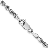 10K White Gold 26" Diamond-Cut Rope Chain Necklace - 3mm Width