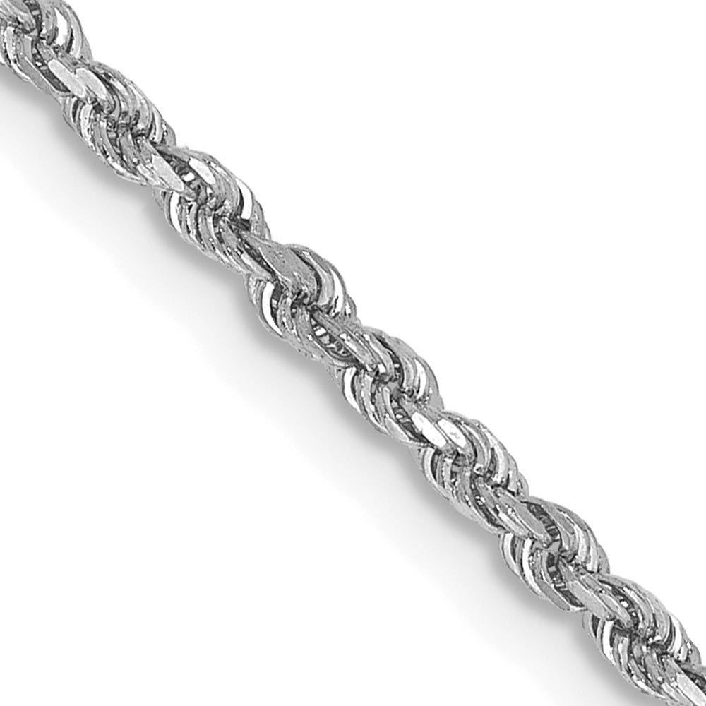 10K White Gold 26" Diamond-Cut Rope Chain Necklace with Lobster Clasp
