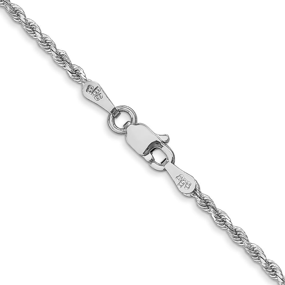 10K White Gold 26" Diamond-Cut Rope Chain Necklace with Lobster Clasp