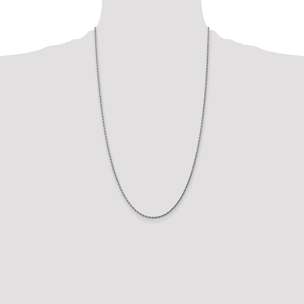10K White Gold 26" Diamond-Cut Rope Chain Necklace with Lobster Clasp