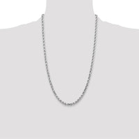 10K White Gold 26" Diamond-Cut Rope Chain Necklace with Lobster Clasp - 4.5mm Width