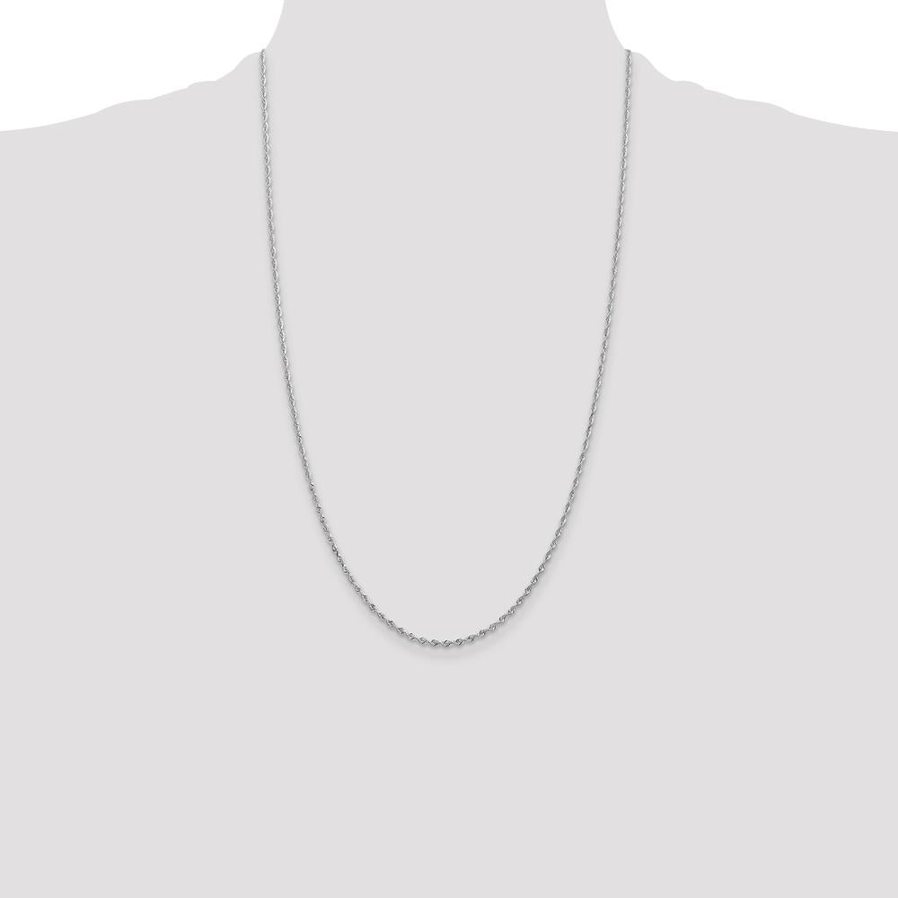 10K White Gold 26" Diamond-Cut Rope Chain - Rhodium Plated
