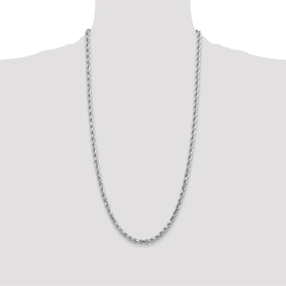 10K White Gold 28" Diamond-Cut Rope Chain - 4.5mm Width