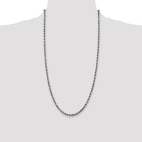 10K White Gold 28" Rope Chain with Diamond-cut Texture - Polished Finish