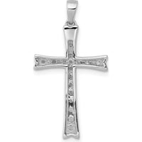 10K White Gold 29mm Cross Pendant with Round Diamonds - 0.20 Carat Total Diamond Weight by Oro Pregiato