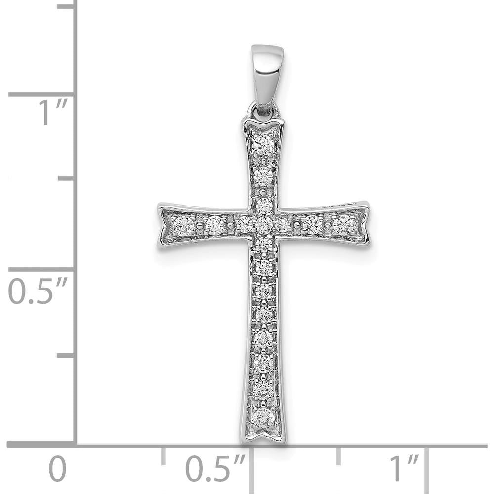 10K White Gold 29mm Cross Pendant with Round Diamonds - 0.20 Carat Total Diamond Weight by Oro Pregiato