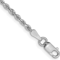 10K White Gold 2mm Diamond-Cut Quadruple Rope Chain with Polished Finish - 7" Length