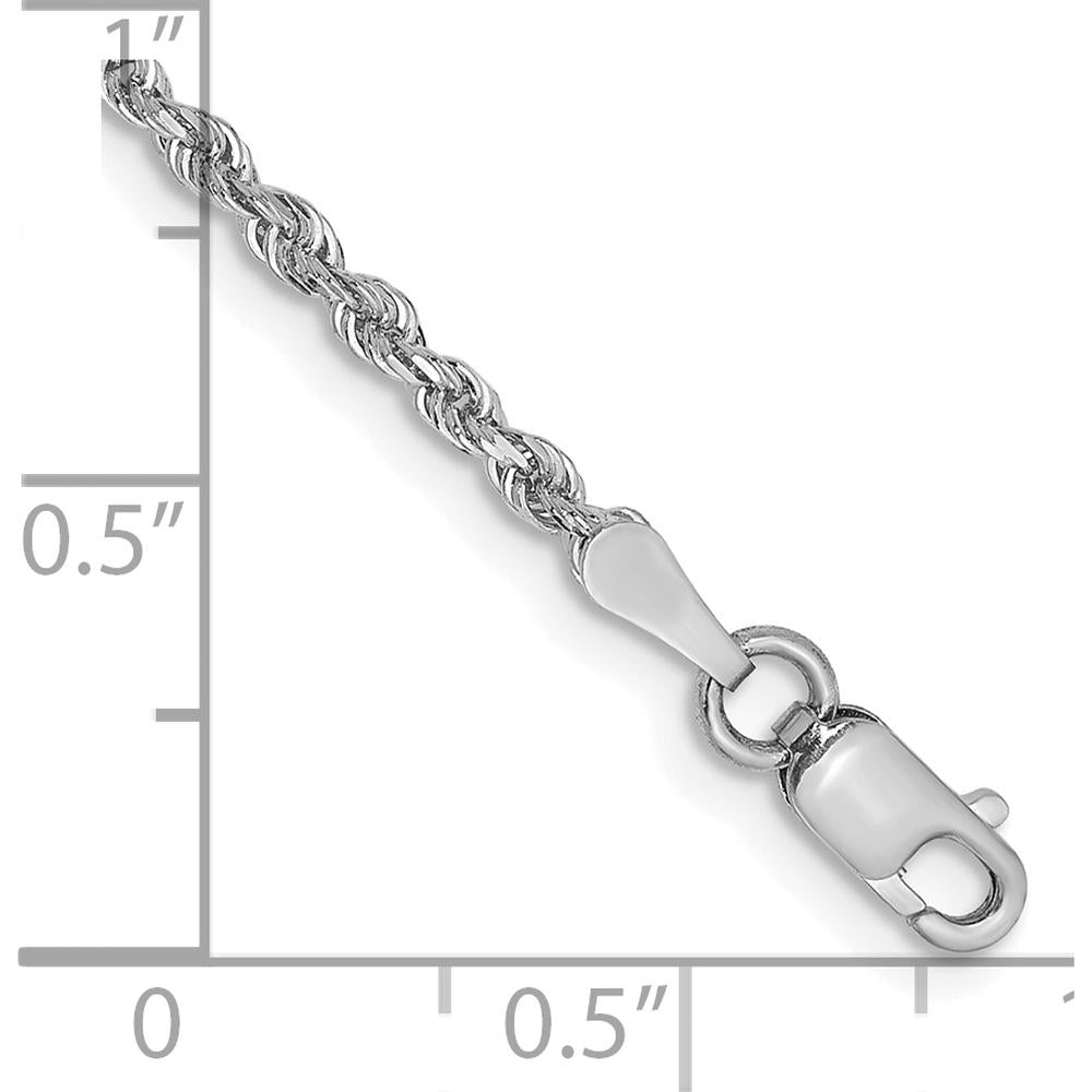 10K White Gold 2mm Diamond-Cut Quadruple Rope Chain with Polished Finish - 7" Length