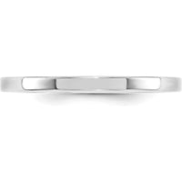 10K White Gold 2mm Flat Comfort Fit Wedding Band Size 7.5
