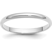 10K White Gold 2mm Half Round Wedding Band - Size 11