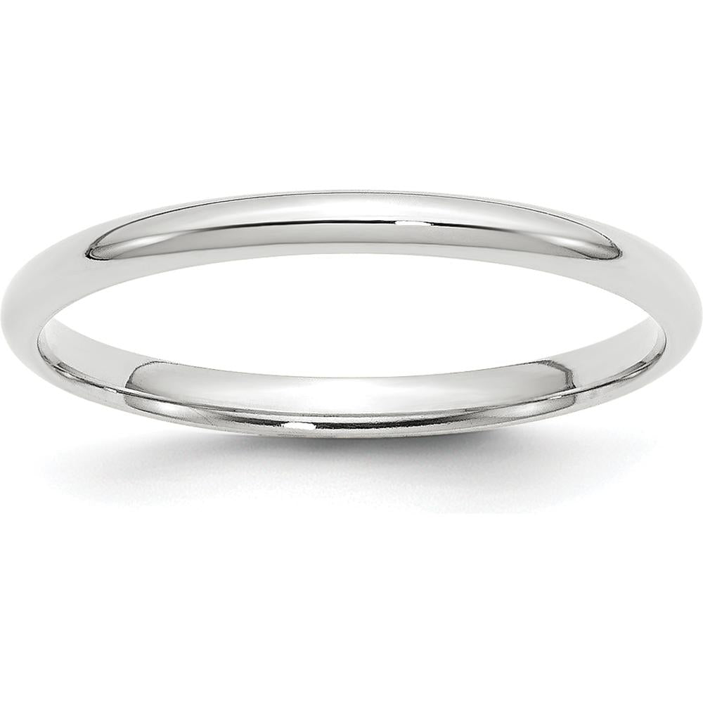 10K White Gold 2mm Lightweight Comfort Fit Wedding Band - Size 11