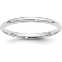 10K White Gold 2mm Lightweight Comfort Fit Wedding Band - Size 13.5