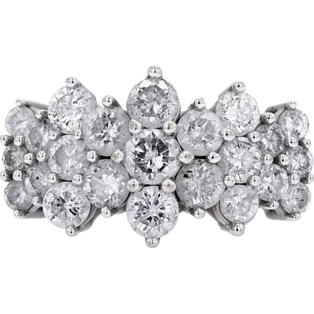10K White Gold 3.00 Carat Diamond Cluster Cocktail Ring