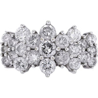 10K White Gold 3.00 Carat Diamond Cluster Cocktail Ring