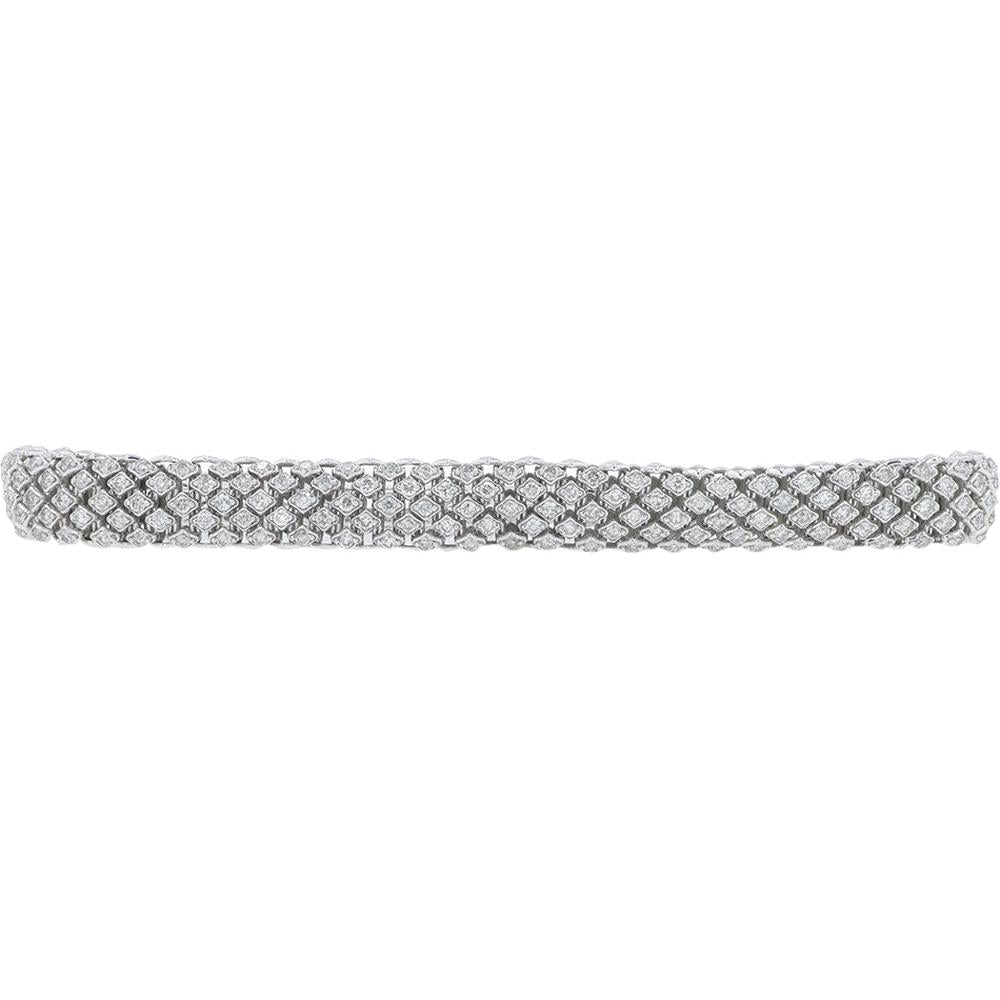 10K White Gold 3.00 Carat Diamond Tennis Bracelet - Intricate Lattice ...