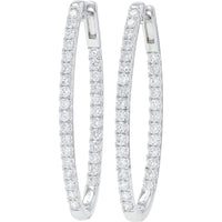 10K White Gold 3.00 Carat Lab Grown Diamond Inside - Out Hoop Earrings - 3.00 Carat Total Diamond Weight