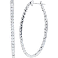 10K White Gold 3.00 Carat Lab Grown Diamond Inside - Out Hoop Earrings - 3.00 Carat Total Diamond Weight