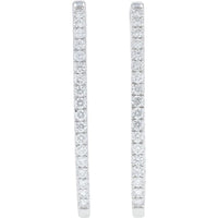 10K White Gold 3.00 Carat Lab Grown Diamond Inside - Out Hoop Earrings - 3.00 Carat Total Diamond Weight