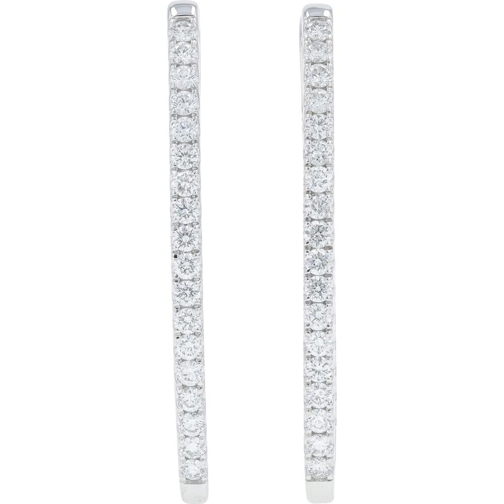 10K White Gold 3.00 Carat Lab Grown Diamond Inside - Out Hoop Earrings - 3.00 Carat Total Diamond Weight