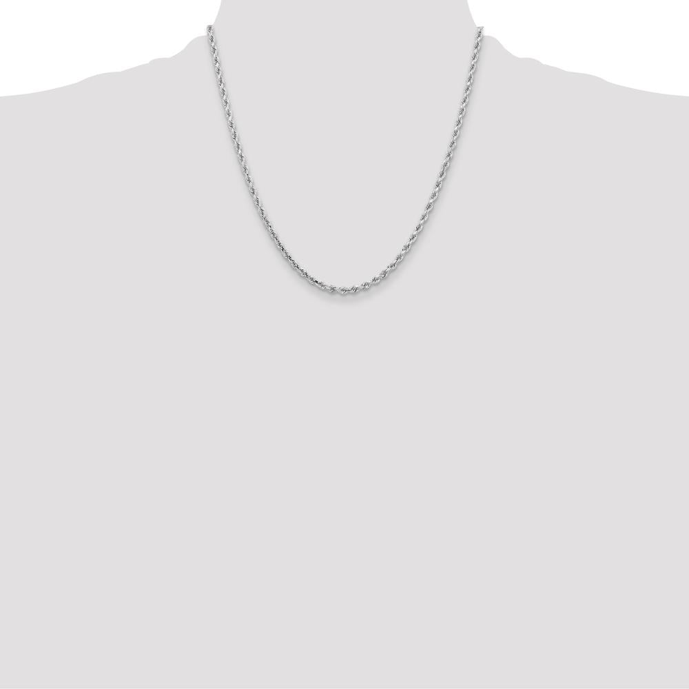 10K White Gold 3.25mm Diamond-cut Rope Chain Necklace - 20"