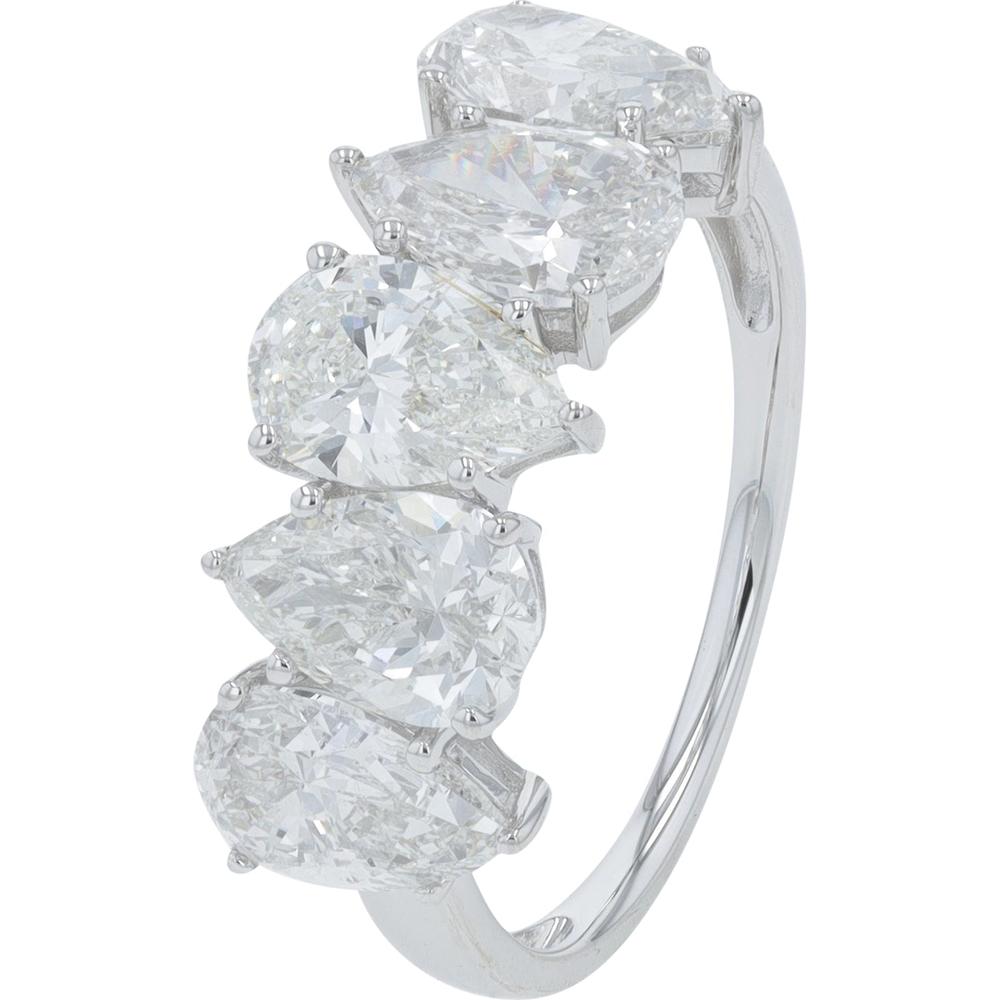 10K White Gold 3.50 Carat Lab Grown Diamond Five Stone Pear Cut Band