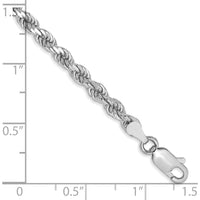 10K White Gold 3.5mm Diamond-Cut Rope Chain Bracelet - 7" Length